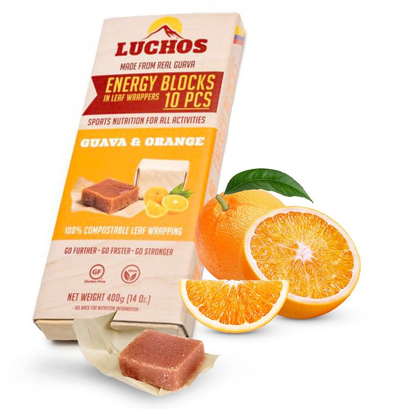 LUCHOS Natural High Energy Bars, Orange 10 Packs - High Carb Bars for Sports Endurance, Cycling &amp; Workouts - Vegan &amp; Gluten Free - Running Healthy Snack Bars - Nutrition Bars with Compostable Wrappers