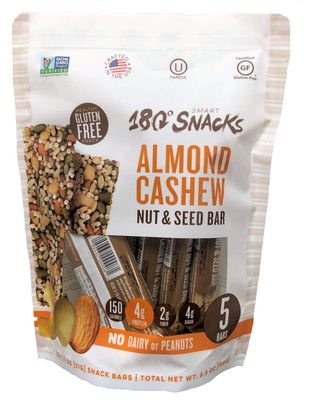 180 Snacks Fruit Nut &amp; Seed Crunch Bar 1 Pack, 5 Snack Bars (Almond Cashew)