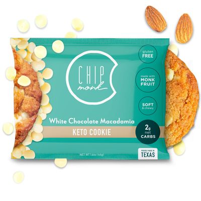 ChipMonk Keto Cookies - White Chocloate Macadamia (6 Pack) Low Carb Keto Snacks - Gluten-Free, High Fat, Low Sugar, Ketogenic Sweet Snack Foods, Healthy Macro Nutrition Treats