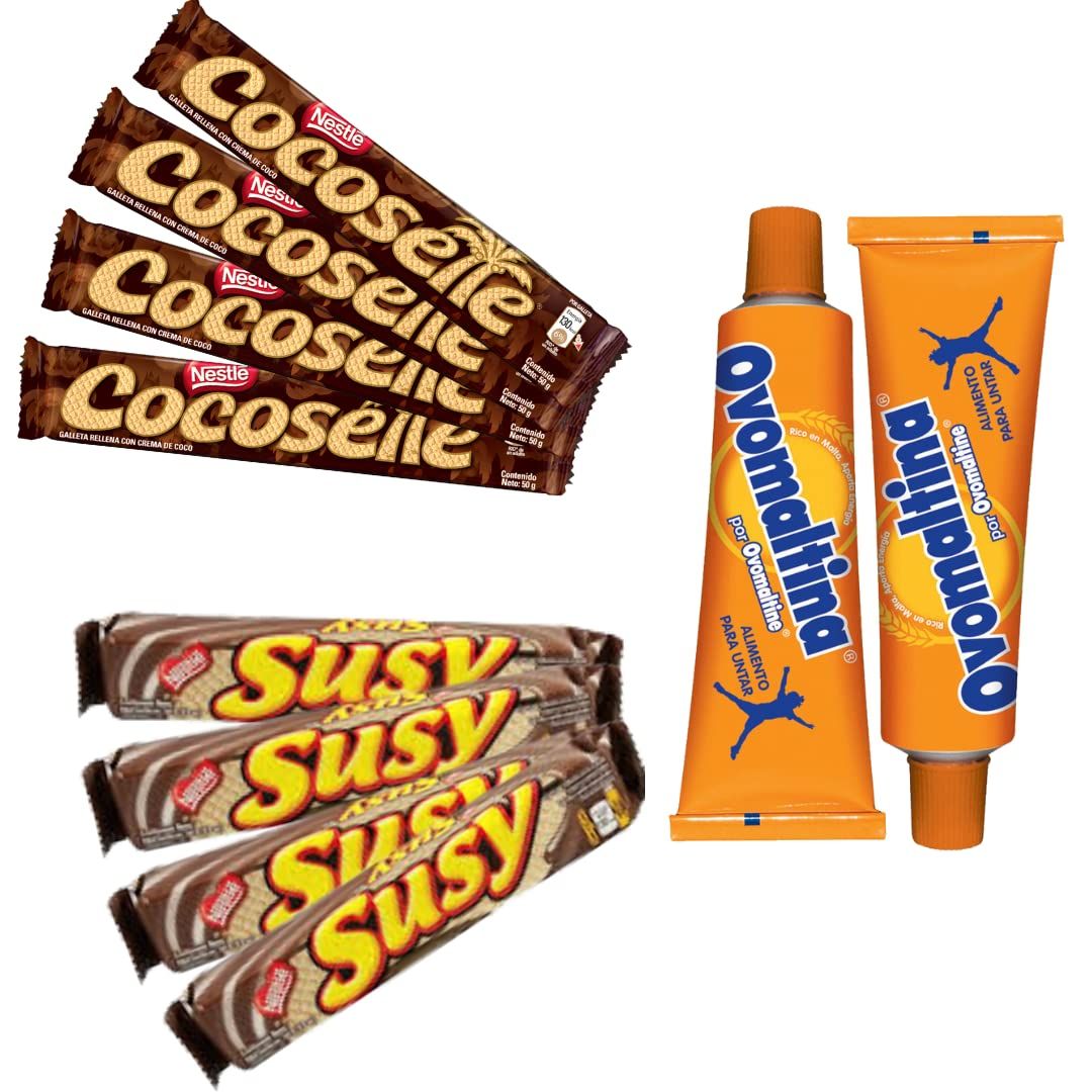Latinsabor Venezuela Snacks Sweet Snacks and Candy Assorted Cookies Pack (Cocosette, Susy, Ovomaltina)