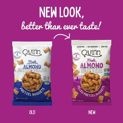 Quinn Maple Almond Butter Filled Pretzel Nuggets - Made with Real Ingredients, Whole Grain Sorghum, Sea Salt, Vegan, Gluten Free, Dairy Free, Non-GMO - 5 Oz (Pack of 8)
