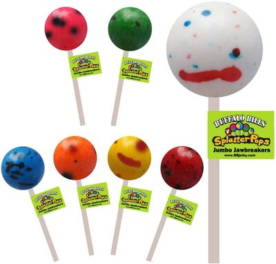 Buffalo Bills SplatterPops (18 assorted jumbo jawbreaker lollipops per 3-lb box)