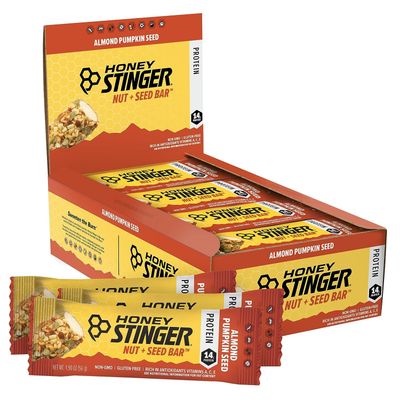 Honey Stinger Nut  Seed Bar | Almond Pumpkin Seed | Protein Packed Food for Exercise, Endurance, Performance and Recovery | Sports Nutrition Snack Bar for Home &amp; Gym, Post Workout | Box of 12