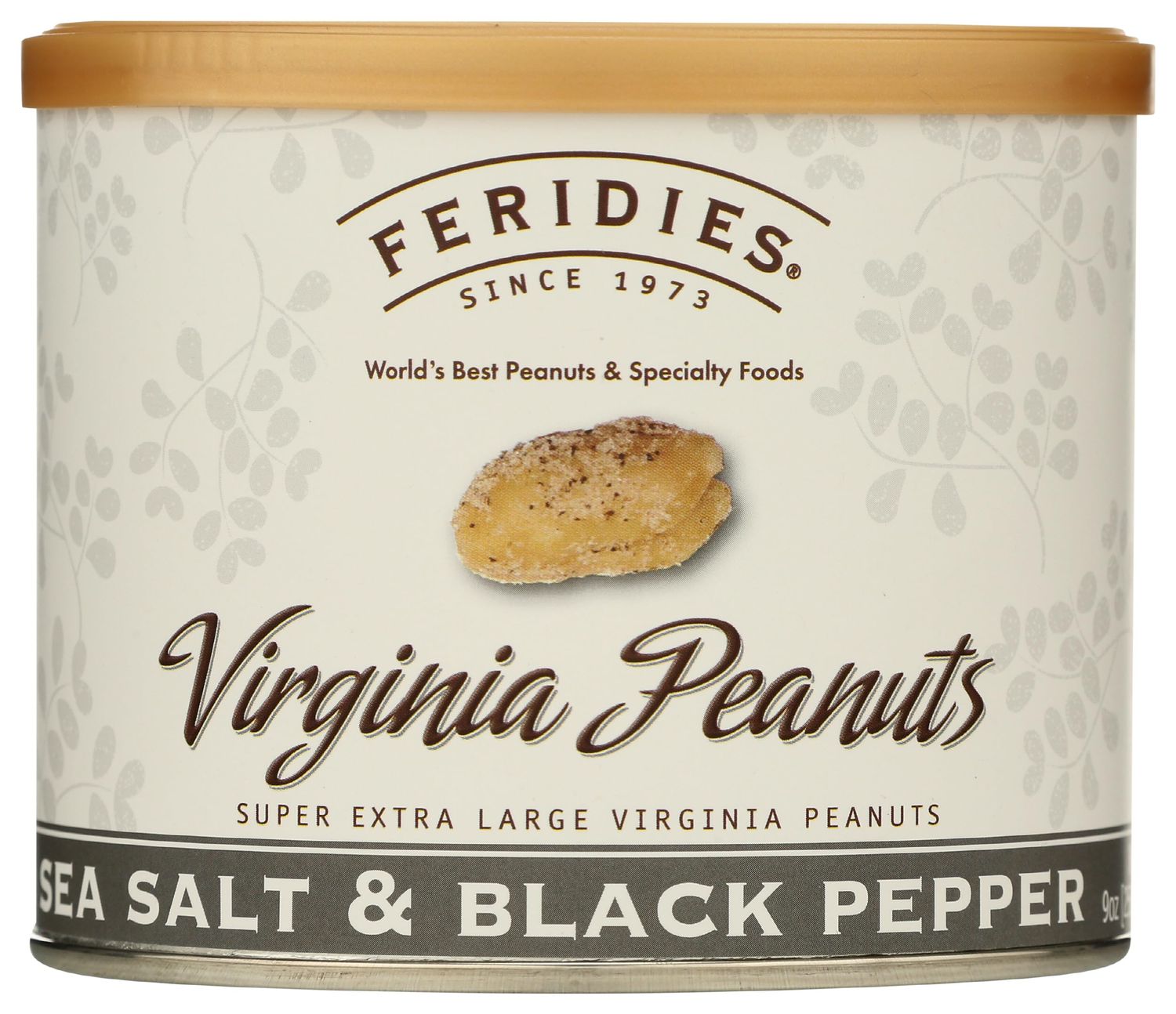 FERIDIES Sea Salt and Black Pepper Super Extra Large Virginia Peanuts 9oz Can