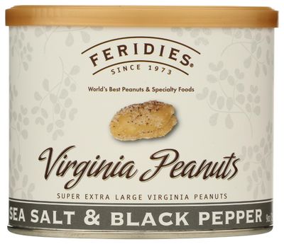 FERIDIES Sea Salt and Black Pepper Super Extra Large Virginia Peanuts 9oz Can