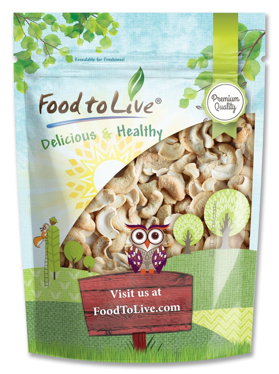 Food to Live Cashew Pieces, 3 Pounds - Kosher, Raw, Vegan, Paleo Friendly, Unsalted, Unroasted, Bulk, Rich in Selenium, Zinc, Magnesium, Proteins, and Antioxidants