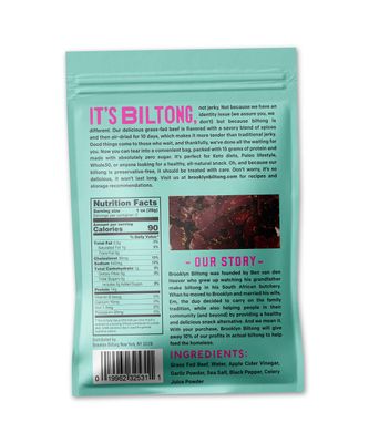 Brooklyn Biltong - Air Dried Grass Fed Beef Snack, South African Beef Jerky - Whole30 Approved, Paleo, Keto, Gluten Free, Sugar Free, Made in USA - 2 oz (Steakhouse)