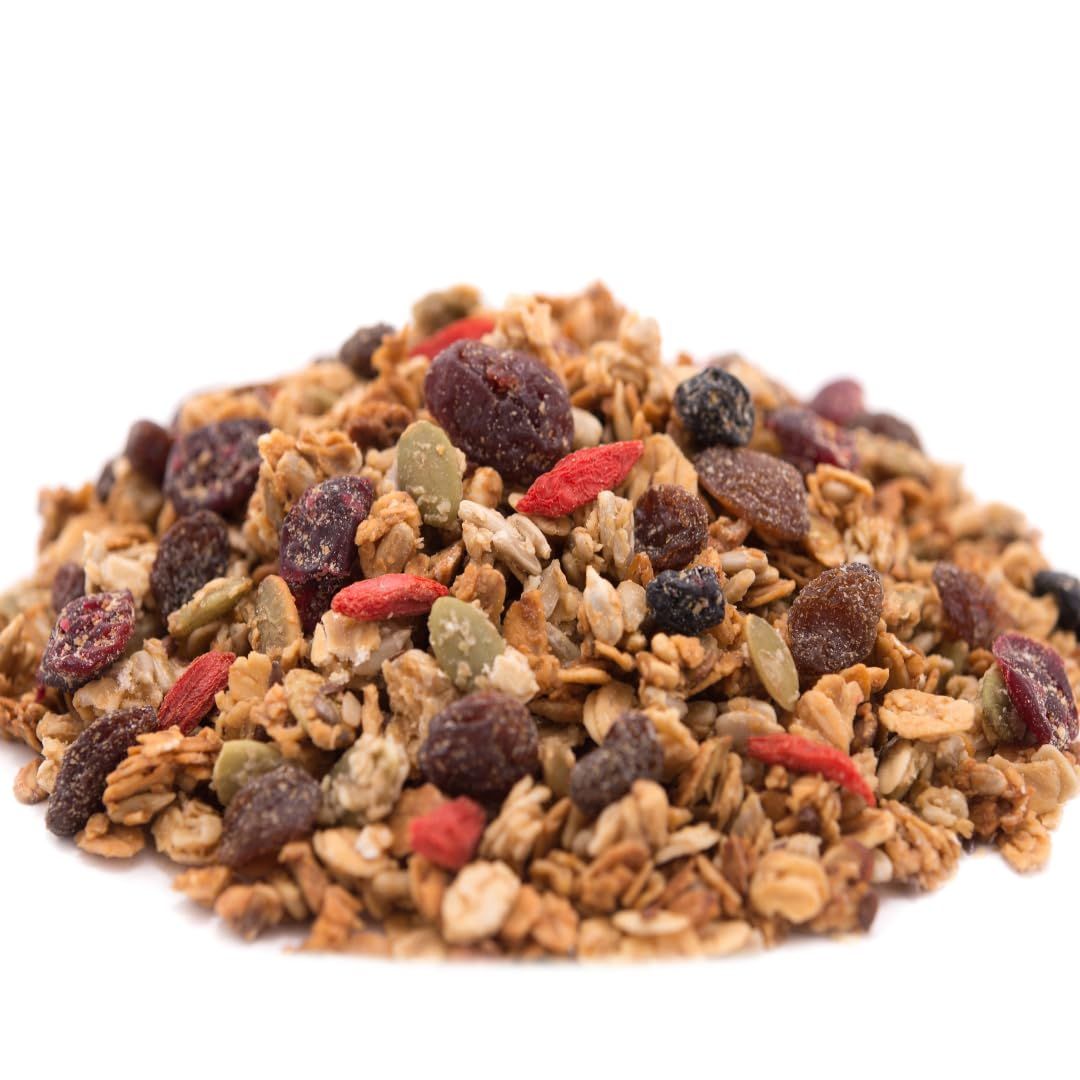 Gerbs Super 5 Fruit Granola, 2 LBS - Top 14 Food Allergy Free &amp; Non GMO - Unsulfured &amp; Keto Safe - Cranberry, Blueberry, Goji Berry, Cherry, Raisin