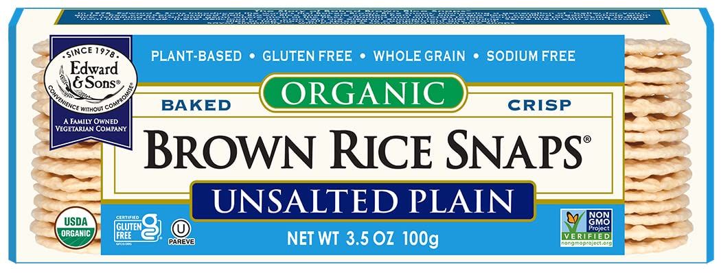 Edward &amp; Sons Organic Brown Rice Snaps Crackers, Unsalted, 3.5 Oz