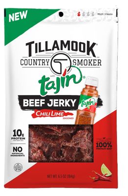 Tillamook Country Smoker Tajn Flavored Chili Lime Beef Jerky,High Protein, Ready to Eat Snacks, Savory and Tangy Flavor, On-the-Go Snack, 6.5 Ounce