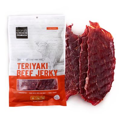 People&#39;s Choice Beef Jerky - Classic - Teriyaki - Big Slab - Whole Muscle Premium Cuts - Bulk Jerky Package - Thin Sheets - Low Sodium Low Salt High Protein Meat Snack - 15 Slabs, 1 Bag