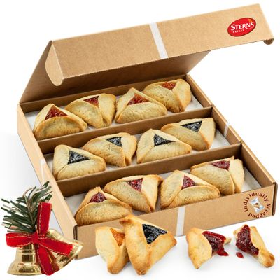 Shortbread Cookies | Hamentaschen Cookies Individually Wrapped 12 Count Apricot, Prune, Raspberry | Purim Gift Basket | Mishloach Manot for Mom, Dad &amp; Friends | Kosher &amp; Nut Free-Sterns Bakery