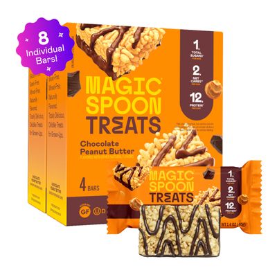 MAGIC SPOON Treats - High Protein, Low Carb, Keto Friendly, Low Sugar, Gluten Free, Crispy Protein Bar Cereal Bar, On-The-Go Healthy Snack (Chocolate PB, 8 Bars)