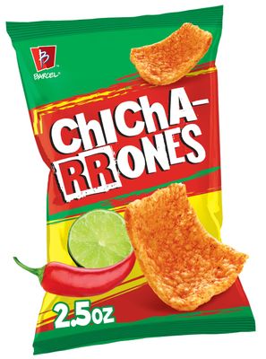 Barcel Chicharrones 12 ct, 2.5 oz Sharing Size Case, Chili Pepper &amp; Lime Flavored Puffed Wheat Snack