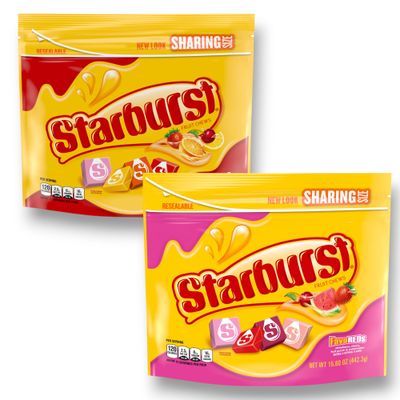 ASSORTIT X Starburst Collab Original &amp; Fave Reds Variety Pack Share Party Size Sampler Bulk 15.6 Oz 2-Pack Assortment American Classic Fruit Chews Individually Wrapped Fun Snack Juicy Treats 180 Pcs