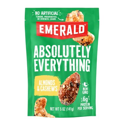 Emerald Nuts Absolutely Everything Almonds &amp; Cashews (1-Pack) | 5oz Resealable Bag | Kosher Dairy Certified, Non-GMO, Contains No Artificial Preservatives, Flavors or Synthetic Colors