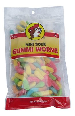 Buc-ee&#39;s Sour Mini Neon Gummi Worms in a Resealable Bag, 12 Ounces