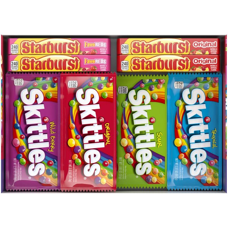 SKITTLES &amp; STARBURST Variety Pack Full Size Chewy Candy Assortment, 62.79 oz, 30 Count