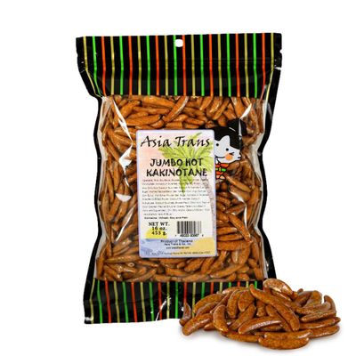 Jumbo Hot Kakinotane Arare Rice Crackers - Crunchy Oriental Style Snack with a Spicy Kick - 16 Ounces