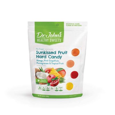 Dr. Johns Sugar Free Candy, Healthy Hard Candy with Zero Sugar, Low Calorie Snacks, Keto Friendly, Vegan, Gluten Free, Sunkissed Fruit, 24 Count, 3.85 OZ