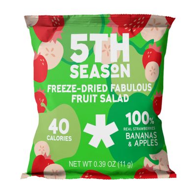 5th Season Freeze Dried Fruit Snacks Fruit Salad - 100% Bananas, Strawberries, &amp; Apples, 40 Calories Per Bag (6 Pack, 80g each)