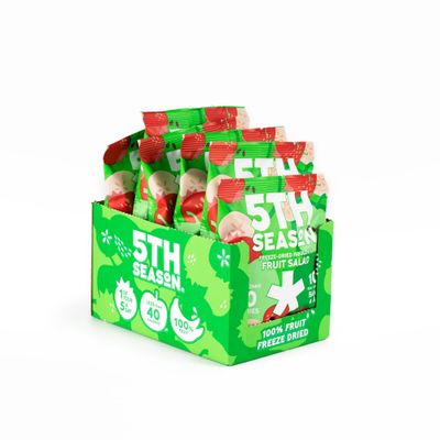 5th Season Freeze Dried Fruit Snacks Fruit Salad - 100% Bananas, Strawberries, &amp; Apples, 40 Calories Per Bag (6 Pack, 80g each)