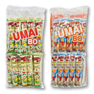 Unhas Umaibo Japanese Corn Puffed Snacks, Variety Pack - 30 Sticks of Corn Potage and 30 Sticks of Cheese. Total of 60 Sticks Value Pack