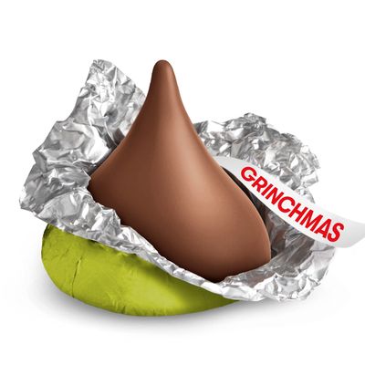 HERSHEY'S KISSES Grinch Milk Chocolate, Christmas Stocking Stuffer Candy Bag, 9.5 oz