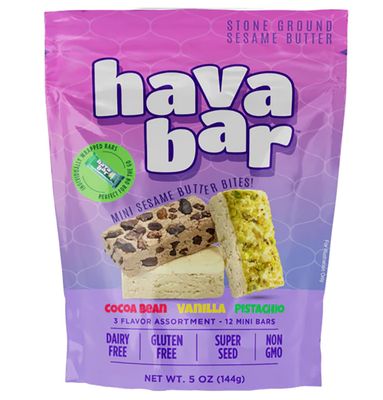 Galil Mini Halva Bars Sesame Butter Bites | Non-GMO Halva | Hava Bar - Individually Wrapped Cocoa, Vanilla and Pistachio Halva Bars 5 Ounce