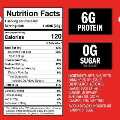 Jack Link's Beef Sticks, Zero Sugar, 0.92 Ounce (20 Count) - Protein Snack, Meat Stick with 6g of Protein, Made with Premium Beef, No Added MSG