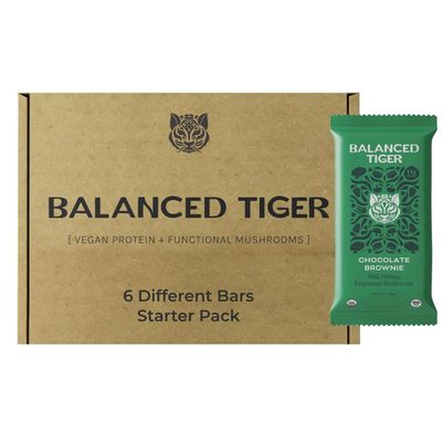 Organic Functional Mushroom Protein Bars | Made in USA | Full Dose (1500mg) Lions Mane, Chaga, Reishi &amp; Cordyceps Bars | Vegan Protein Bars, Superfoods Protein Bars | 6 Bars Sampler Pack