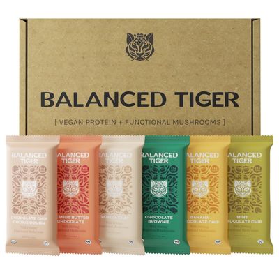 Organic Functional Mushroom Protein Bars | Made in USA | Full Dose (1500mg) Lions Mane, Chaga, Reishi &amp; Cordyceps Bars | Vegan Protein Bars, Superfoods Protein Bars | 6 Bars Sampler Pack
