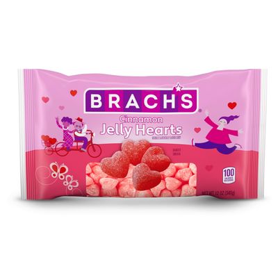 Brach&#39;s Cinnamon Jelly Hearts, Valentines Day Candy, Classic Gummy Candy, Valentine&#39;s Red Cinnamon Hearts, 12 oz Bag
