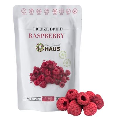 The Snack Haus Freeze-Dried Raspberries 1.06 Oz | All-Natural, No Preservatives | Nutrient-Rich, High Fiber Snack | Perfect for Yogurt, Granola, or On-The-Go (1.06 OzPack)