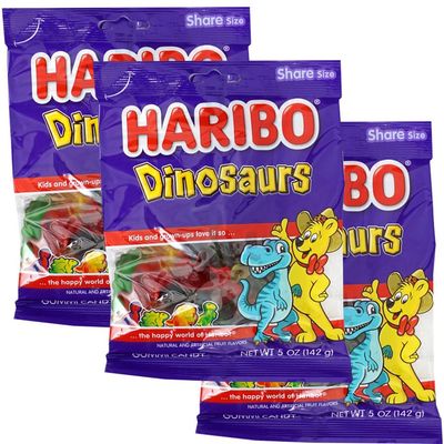 Dinosaurs Gummies, 5oz Gummy Bag (3 Pack), Dinosaur Candy, Dino Snacks