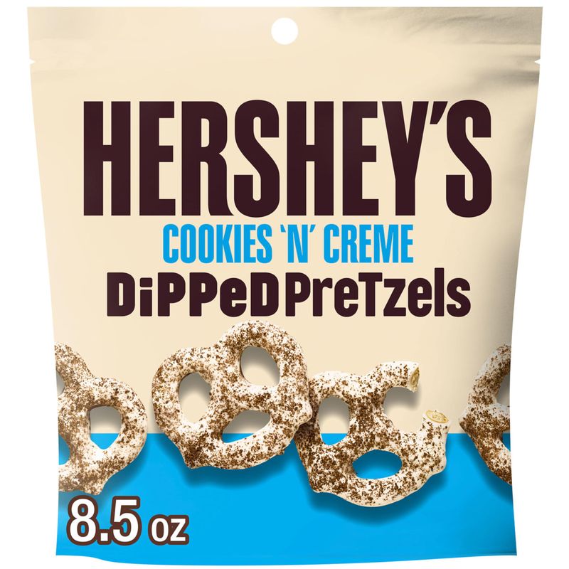 HERSHEY'S Cookies 'n' Creme Dipped Pretzels Bag, 8.5 oz