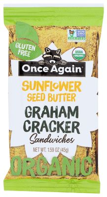 Once Again Sunflower Seed Butter Graham Cracker Sandwiches, Plant Based, Kosher, USDA Certified Organic, Gluten Free &amp; Non-GMO, 1.59 Ounce (Pack of 8)