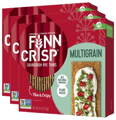 Finn Crisps Multigrain Crispbread 6.1oz 3 Packs | Multipack Authentic Finnish Sourdough Crispbread | Multigrain Crackers by Finn Crisp 3 Boxes of 6.1oz175gr Box