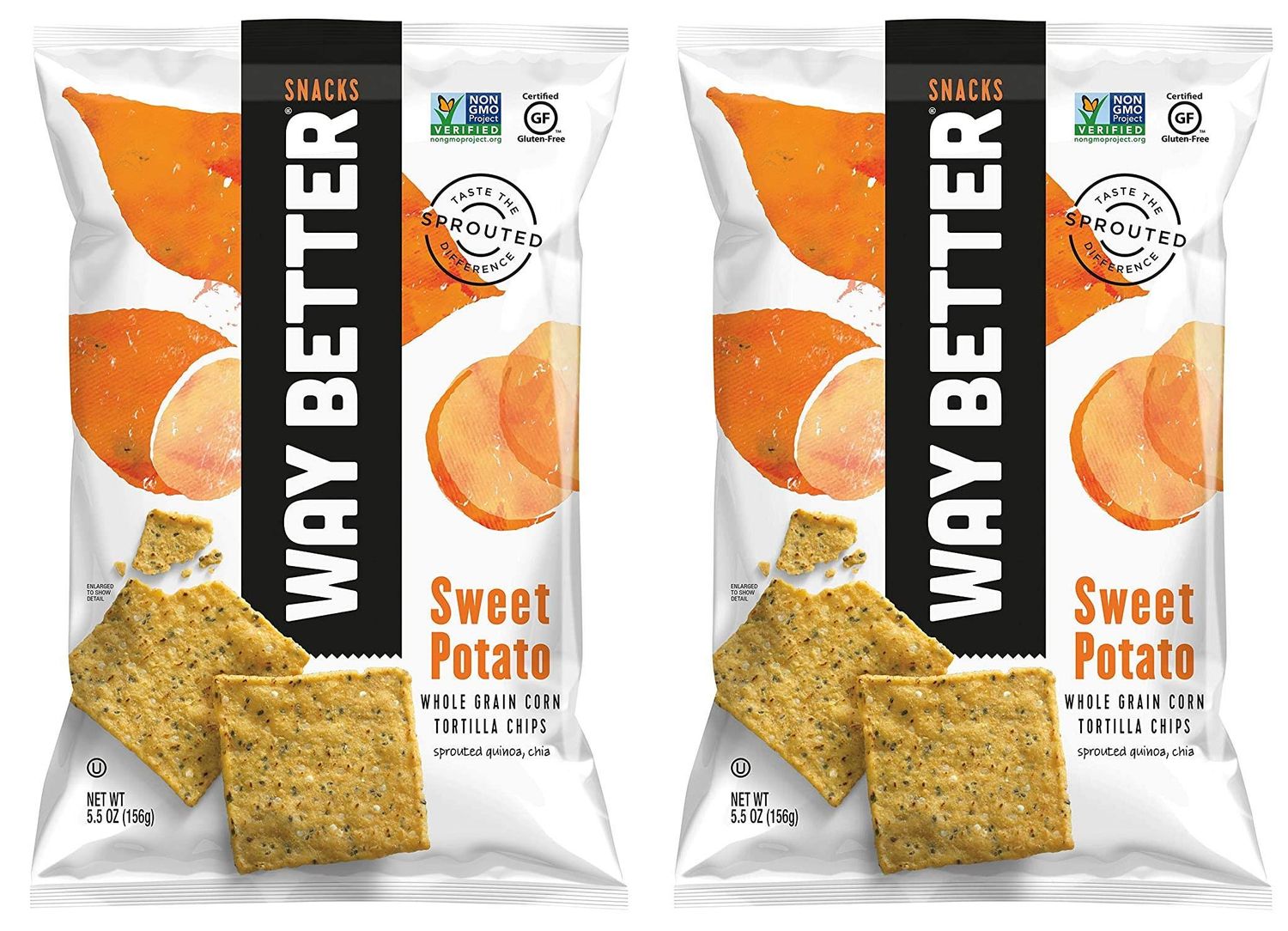 Way Better Snacks Tortilla Chips, Sweet Potato, 5.5 Ounce Pack of 2