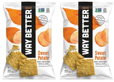 Way Better Snacks Tortilla Chips, Sweet Potato, 5.5 Ounce Pack of 2