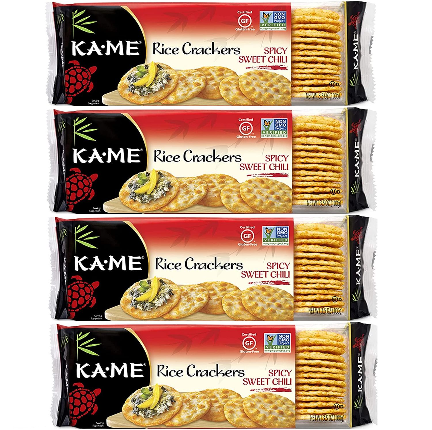 Ka-Me Rice Crackers Gluten Free And Non GMO Verified - Spicy Sweet Chili (4 Pack)