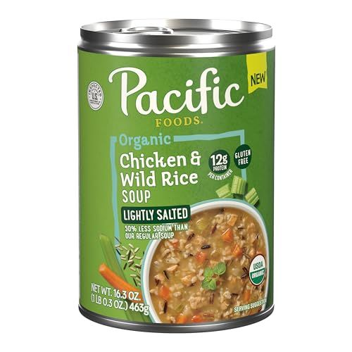 Pacific Foods Organic Lightly Salted Chicken and Wild Rice Soup, 16.3 oz Can