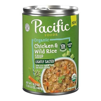 Pacific Foods Organic Lightly Salted Chicken and Wild Rice Soup, 16.3 oz Can