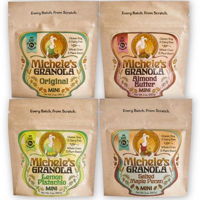 Michele&#39;s Granola Mini Snacks, Variety Granola Snack Packs, Gluten-Free &amp; Non GMO, 2 Oz Package, Pack of 4