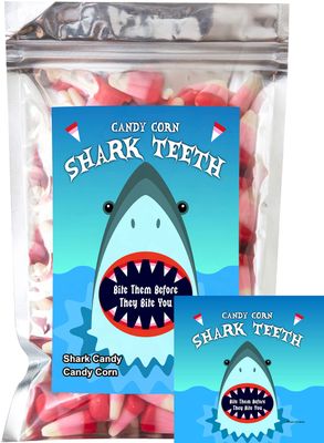 Shark Teeth Strawberry Flavored Candy Corn Fun Unique Halloween Candy Gag Gift for Birthday Girls, Boys, Kids &amp; Teens (7 Ounces)
