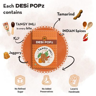 GO DESi Tamarind Lollipops | 50 Pieces | Fruit Candy | Desi Pops | 400 gm | Non-Spicy (Sweet and Sour)