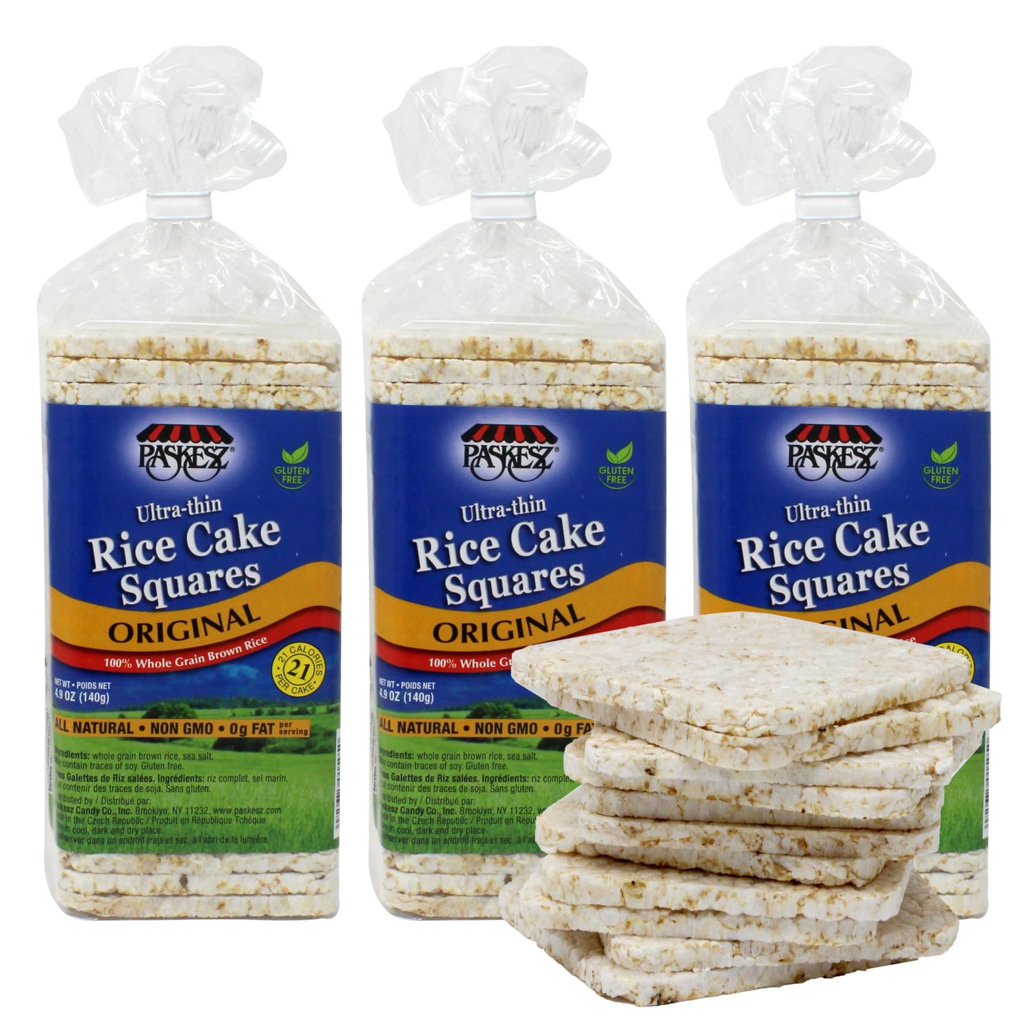 Ultra Thin Rice Cakes - Whole Grain Brown Rice Cakes Salted - Fat Free, Non GMO, Gluten Free Rice Cakes - Low Calorie Snacks - All Natural - 3 Pk