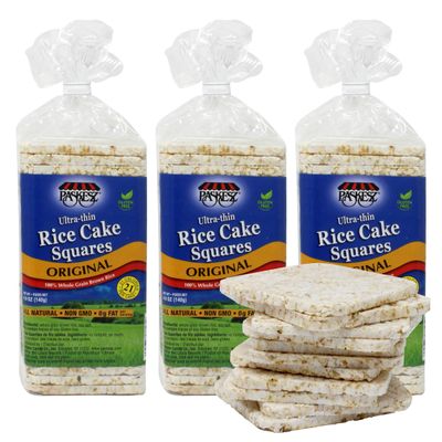 Ultra Thin Rice Cakes - Whole Grain Brown Rice Cakes Salted - Fat Free, Non GMO, Gluten Free Rice Cakes - Low Calorie Snacks - All Natural - 3 Pk