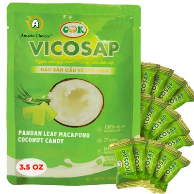 Amazin Choices Coconut Candy Snacks. Pandan Leaf Macapuno Coconut Candy. Vegan Candy and Low Sugar Snacks. Chewy Coconut Snacks - Snack Viet - Fruit Snack - Pack of One (3.5Oz)