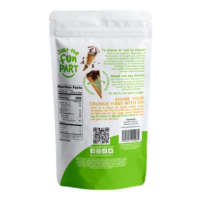 Just The Fun Part, Bite-Size Crispy Mini Waffle Cones with Premium Belgian Chocolate, Great for Snacks, Dessert, Grab & Go - Kosher (Milk Chocolate & Pistachio Cream)